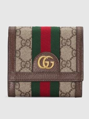 Gucci Ophidia GG Supreme Card Case Wallet Full Set Box + Dust Bag + Shopping Bag